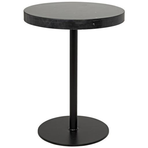 NOIR Furniture - Ford Stone Top Side Table, Black Metal, Tall - GTAB878MTB-L - GreatFurnitureDeal
