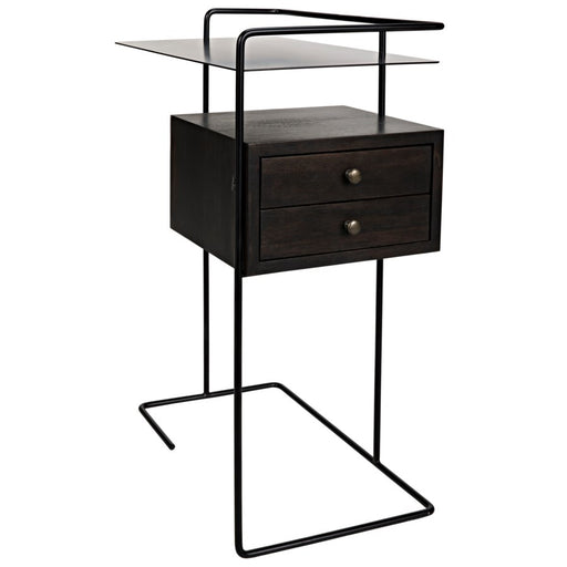 NOIR Furniture - Massimo Side Table, Black Metal and Walnut - GTAB930MTB - GreatFurnitureDeal