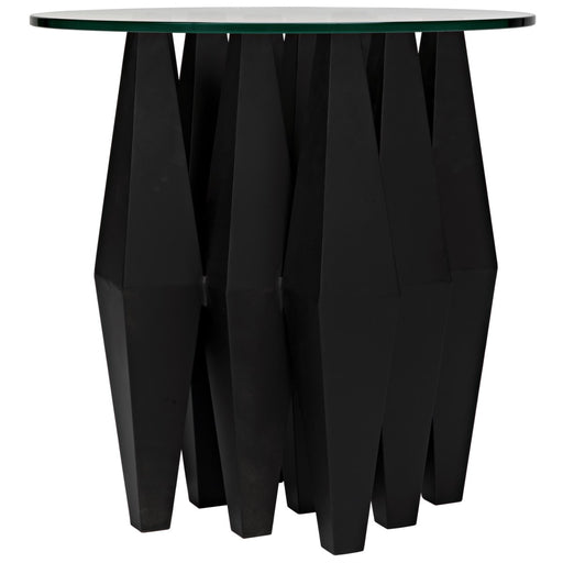 NOIR Furniture - Soldier Side Table, Black Metal with Glass Top - GTAB936MTB - GreatFurnitureDeal