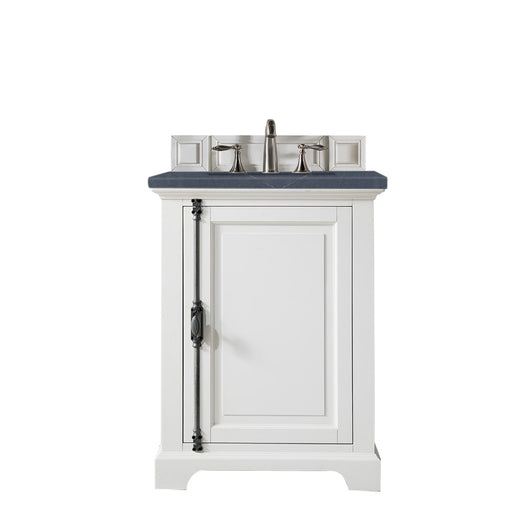 James Martin Furniture - Providence 26" Single Vanity Cabinet, Bright White, w- 3 CM Charcoal Soapstone Quartz Top - 238-105-V26-BW-3CSP - GreatFurnitureDeal