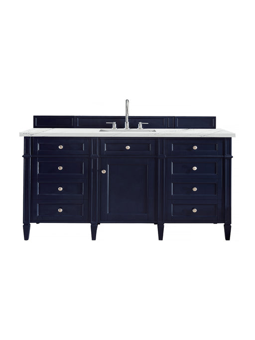 James Martin Furniture - Brittany 60" Victory Blue Single Vanity w/ 3 CM Ethereal Noctis Quartz Top - 650-V60S-VBL-3ENC - GreatFurnitureDeal