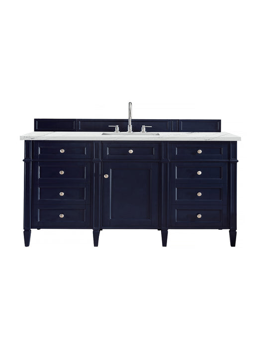 James Martin Furniture - Brittany 60" Victory Blue Single Vanity w/ 3 CM Ethereal Noctis Quartz Top - 650-V60S-VBL-3ENC