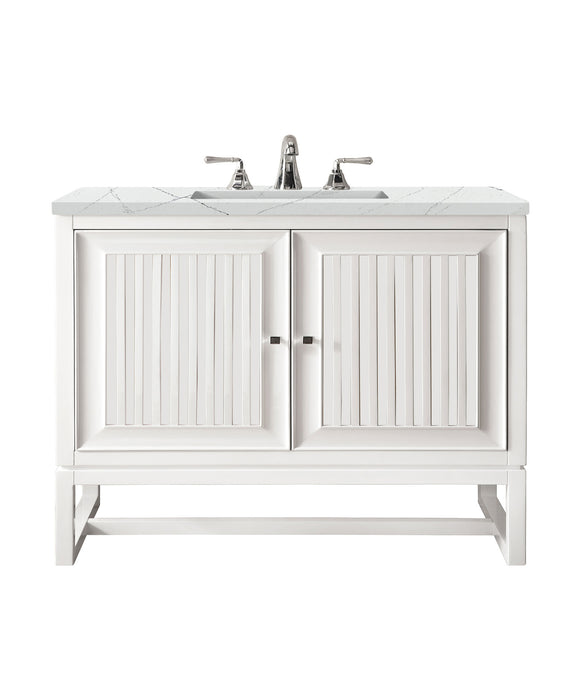 James Martin Furniture - Athens 30" Single Vanity Cabinet, Glossy White, w/ 3 CM Ethereal Noctis Top - E645-V30-GW-3ENC