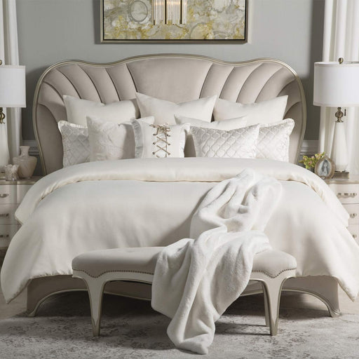 AICO Furniture - Hailey 9pc Queen Comforter Set Ivory - BCS-QS09-HALEY-IVY - GreatFurnitureDeal