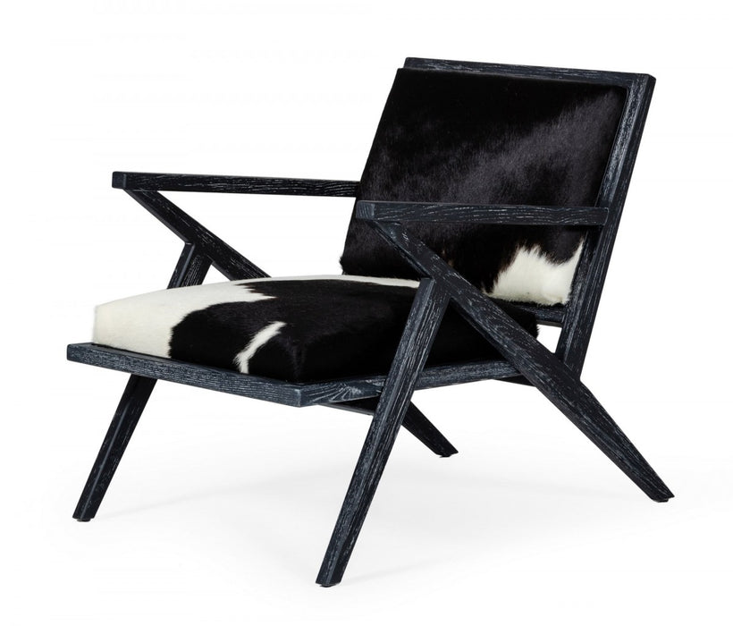 VIG Furniture - Modrest Hallam - Glam Black and White Cowhide Accent Chair - VGODZW-956