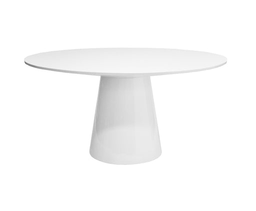 Worlds Away - Hamilton Round White Lacquer Dining Table Base And Top - HAMILTON WH