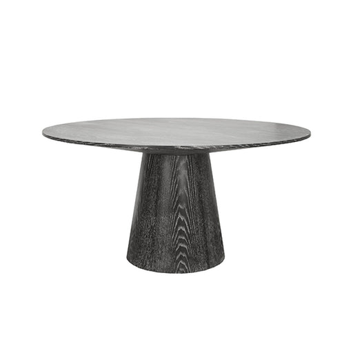 Worlds Away - Hamilton Round Black Cerused Oak Dining Table Base And Top - HAMILTON BCO - GreatFurnitureDeal