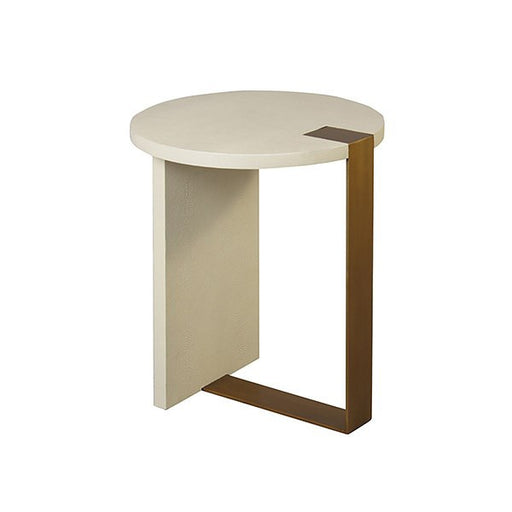 Worlds Away - Round Side Table In Antique Brass And Cream Shagreen - HARRINGTON CS