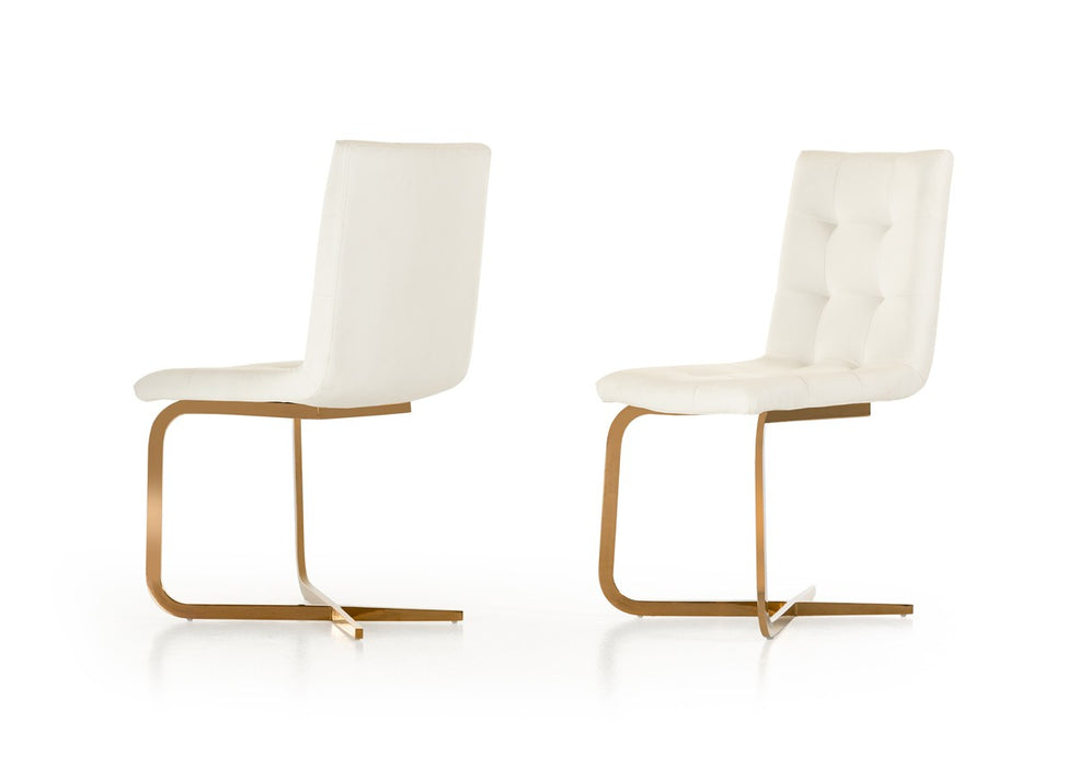 VIG Furniture - Haslet - Modern White & Rosegold Dining Chair (Set of 2) - VGVCB810-WHT