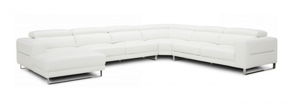 VIG Furniture - Divani Casa Hawkey - Contemporary White Full Leather LAF Chaise Sectional - VGKKKF1066-LAF-WHT