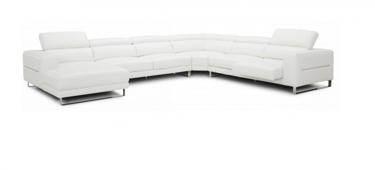 VIG Furniture - Divani Casa Hawkey - Contemporary White Full Leather LAF Chaise Sectional - VGKKKF1066-LAF-WHT - GreatFurnitureDeal