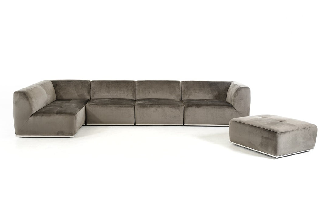 Vig Furniture - Divani Casa Hawthorn Modern Grey Fabric Sectional Sofa and Ottoman - VGKK2388-LAF-C-649 - GreatFurnitureDeal