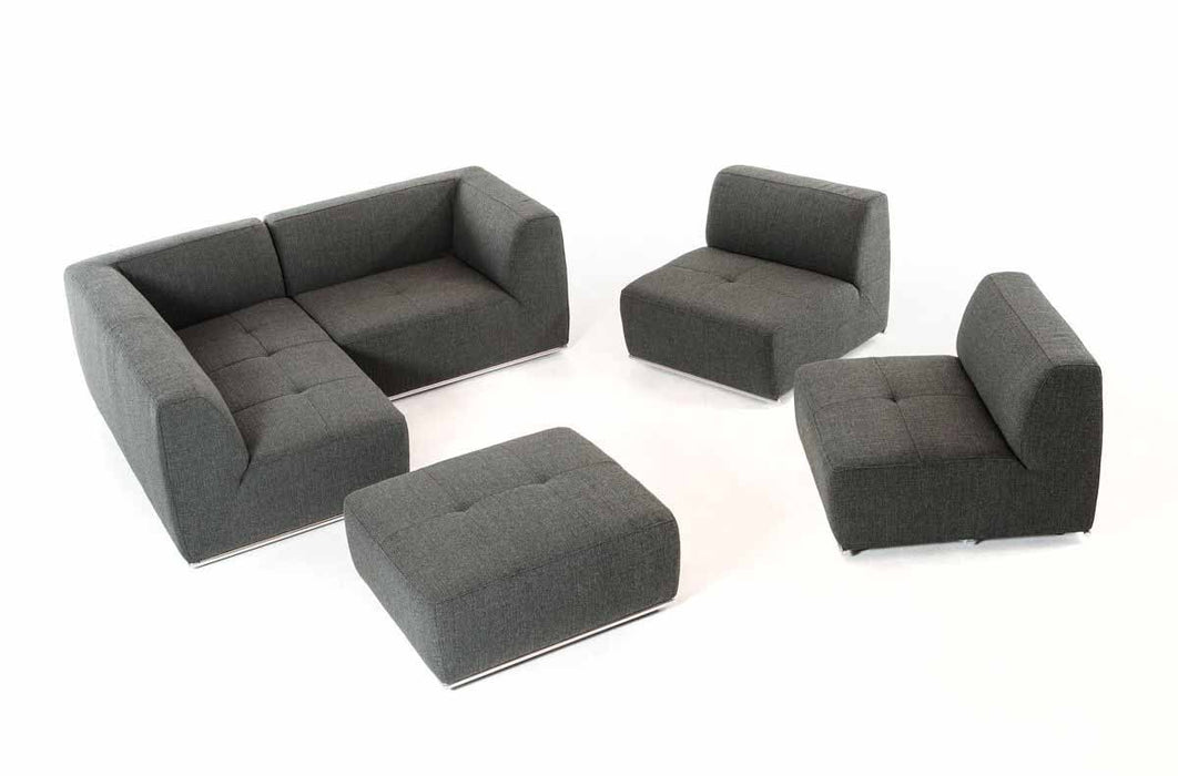 VIG Furniture - Divani Casa Hawthorn - Modern Grey Fabric Modular Left Facing Chaise Sectional Sofa + Ottoman - VGKK-2388-LAF-D-240 - GreatFurnitureDeal