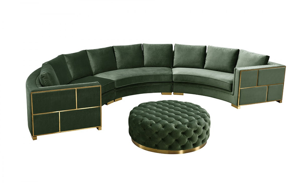 VIG Furniture - Divani Casa Ritner Modern Green Velvet Circular Sectional Sofa - VGYUHD-1840-B-GRN - GreatFurnitureDeal