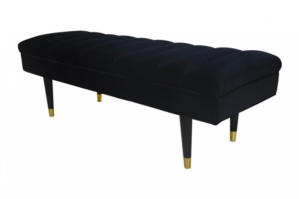 VIG Furniture - Divani Casa Ritner Modern Black Velvet Bench - VGYUHD-1855-BLK - GreatFurnitureDeal