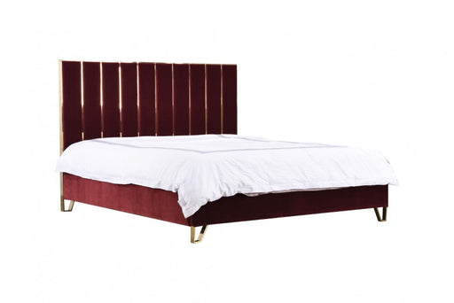 VIG Furniture - Divani Casa Reyes Modern Red Velvet & Gold Eastern King Bed - VGYUHD-1880-RED - GreatFurnitureDeal