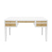 Worlds Away - Heidi White Matte Lacquer Desk With Grasscloth Drawer With Brass Hardware - HEIDI WH - GreatFurnitureDeal