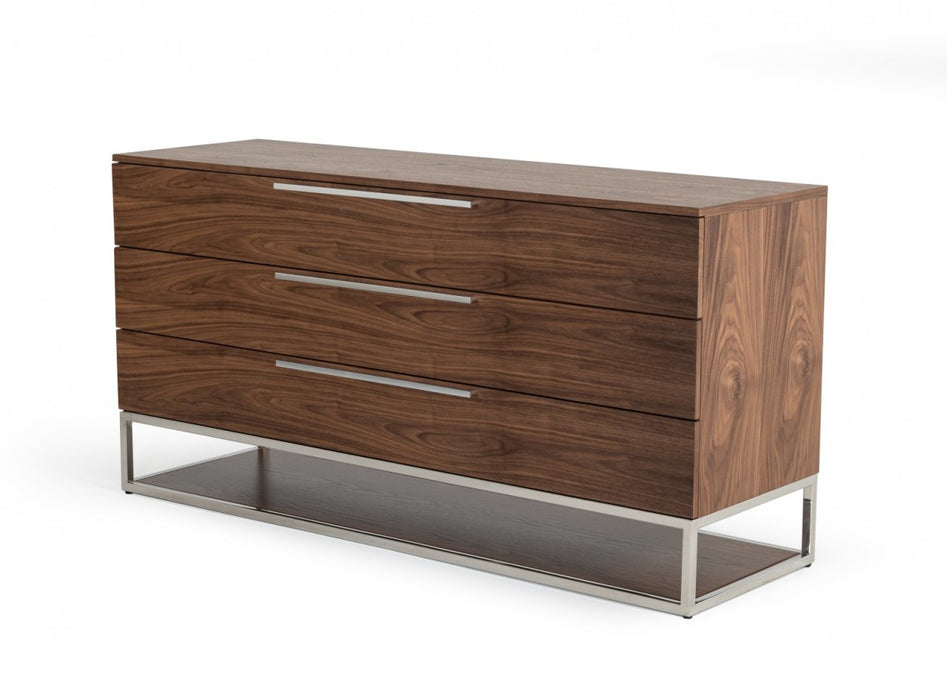 VIG Furniture - Modrest Heloise - Contemporary Walnut & Stainless Steel Dresser - VGBBMC1502-DRS