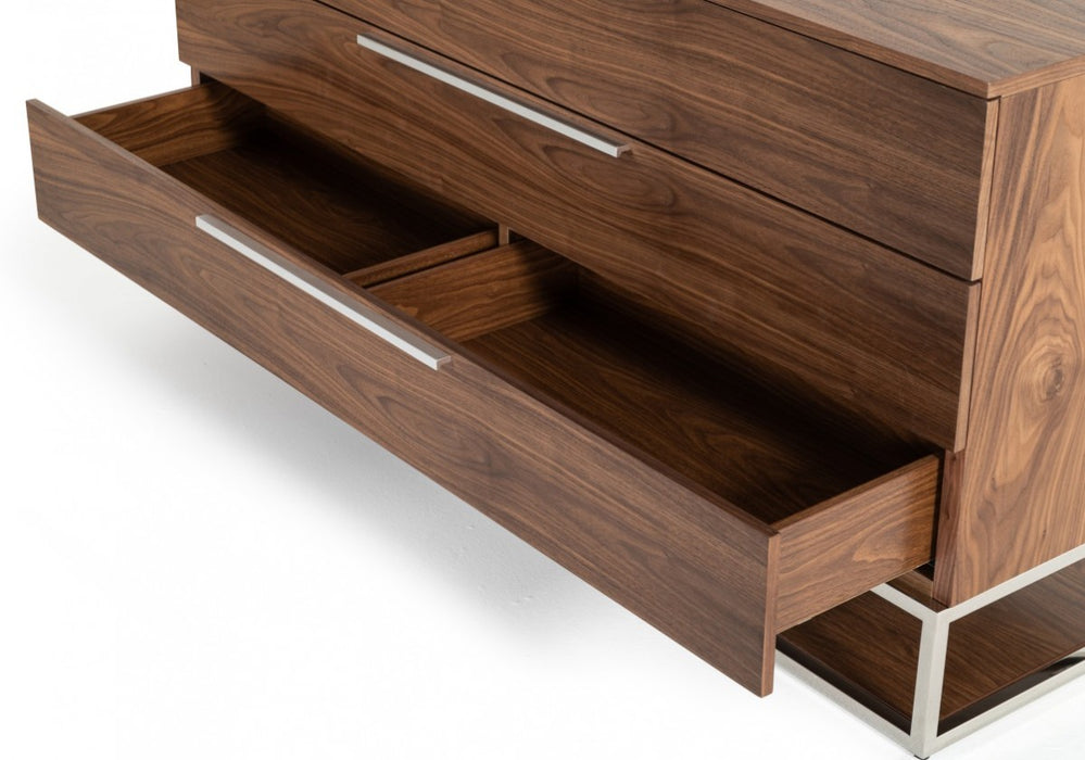 VIG Furniture - Modrest Heloise - Contemporary Walnut & Stainless Steel Dresser - VGBBMC1502-DRS