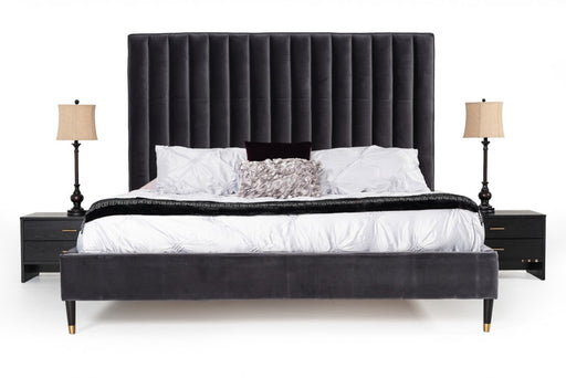 VIG Furniture - Modrest Hemlock Modern Grey Velvet Bed - VGKKB606-GRY - GreatFurnitureDeal