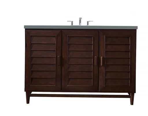 James Martin Furniture - Portland 48" Single Vanity, Burnished Mahogany, w/ 3 CM Cala Blue Quartz Top - 620-V48-BNM-3CBL - GreatFurnitureDeal