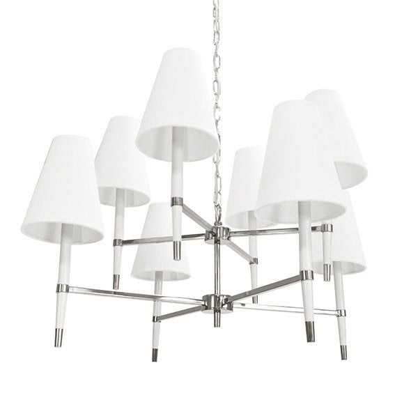 Worlds Away - Two Tier Chandelier In Nickel And White - HINES NWH - GreatFurnitureDeal