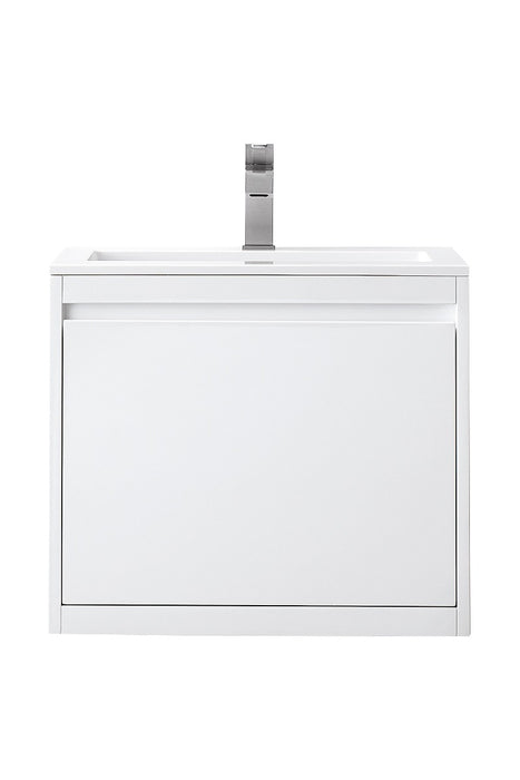 James Martin Furniture - Milan 23.6" Single Vanity Cabinet, Glossy White w-Glossy White Composite Top - 801V23.6GWGW - GreatFurnitureDeal