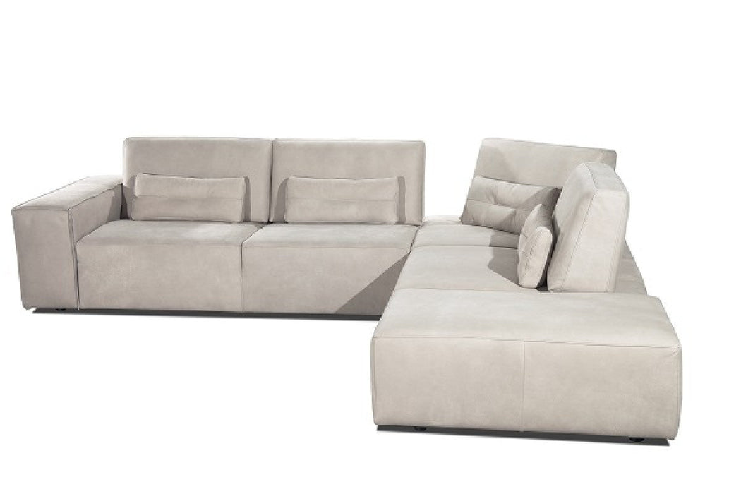 VIG Furniture - Coronelli Collezioni Hollywood - Italian Light Grey Leather RAF Chaise Sectional Sofa - VGCC-HOLLYWOOD-GREY-RAF-SECT - GreatFurnitureDeal