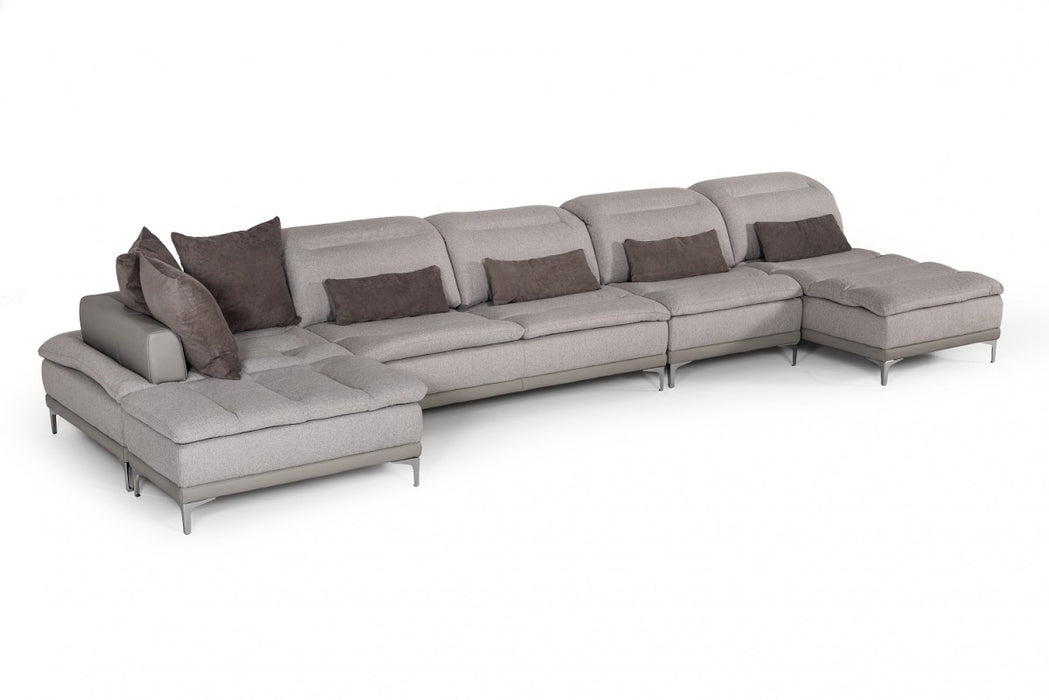 VIG Furniture - David Ferrari Horizon Modern Grey Fabric & Grey Leather Sectional Sofa - VGFTHORIZON-GRYGRY - GreatFurnitureDeal