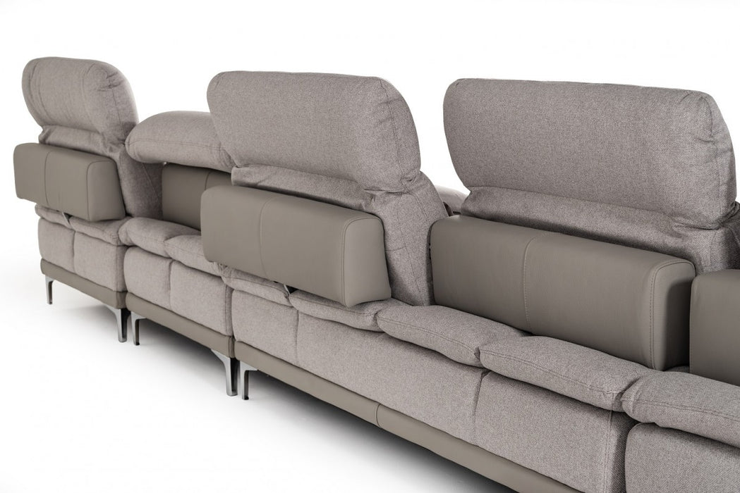 VIG Furniture - David Ferrari Horizon Modern Grey Fabric & Grey Leather Sectional Sofa - VGFTHORIZON-GRYGRY - GreatFurnitureDeal