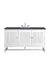 James Martin Furniture - Athens 60" Single Vanity Cabinet , Glossy White, w- 3 CM Charcoal Soapstone Quartz Top - E645-V60S-GW-3CSP - GreatFurnitureDeal