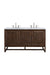 James Martin Furniture - Athens 60" Double Vanity Cabinet, Mid Century Acacia, w- 3 CM Carrara White Top - E645-V60D-MCA-3CAR - GreatFurnitureDeal