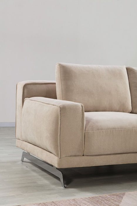 American Eagle Furniture - AE-L551R Cream Linen Right Sitting Sectional Sofa Set - AE-L551R