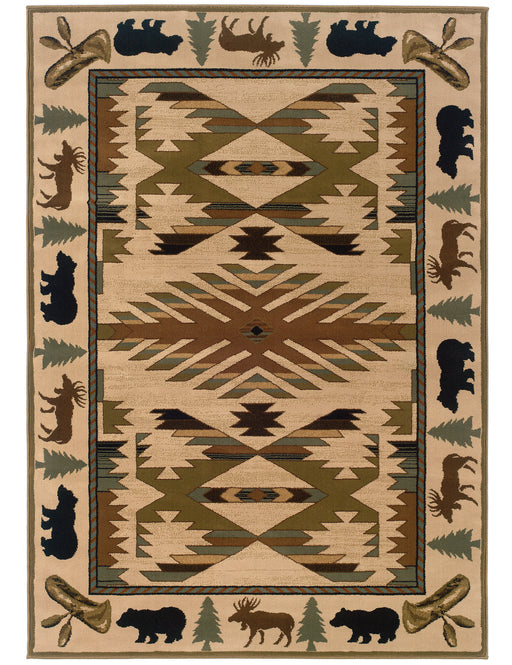 Oriental Weavers - Hudson Ivory/ Green Area Rug - 1072A - GreatFurnitureDeal
