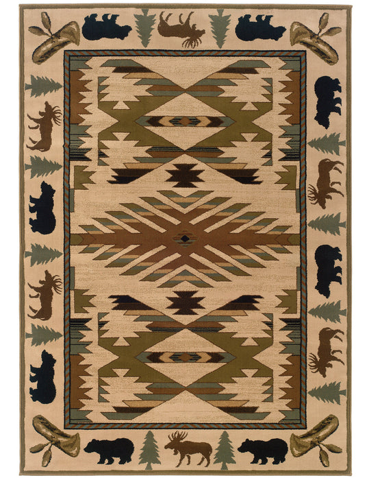 Oriental Weavers - Hudson Ivory/ Green Area Rug - 1072A - GreatFurnitureDeal