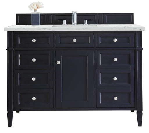 James Martin Furniture - Brittany 48" Victory Blue Single Vanity w/ 3 CM Ethereal Noctis Quartz Top - 650-V48-VBL-3ENC - GreatFurnitureDeal