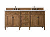 James Martin Furniture - Brittany 72" Saddle Brown Double Vanity w- 3 CM Arctic Fall Solid Surface Top - 650-V72-SBR-3AF - GreatFurnitureDeal