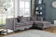 Mariano Furniture - Dark Grey 2 Piece Velvet Sectional with Tufted Buttons, Silver Legs, and Storage Compartment - BQ-S313 - GreatFurnitureDeal