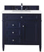 James Martin Furniture - Brittany 36" Victory Blue Single Vanity w- 3 CM Carrara Marble Top - 650-V36-VBL-3CAR - GreatFurnitureDeal