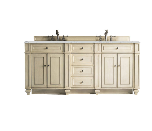 James Martin Furniture - Bristol 72" Double Vanity, Vintage Vanilla, w/ 3 CM Ethereal Noctis Quartz Top - 157-V72-VV-3ENC - GreatFurnitureDeal