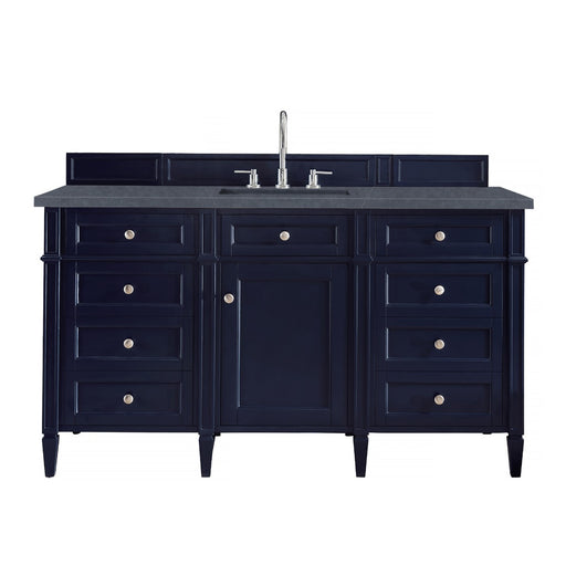 James Martin Furniture - Brittany 60" Victory Blue Single Vanity w- 3 CM Charcoal Soapstone Quartz Top - 650-V60S-VBL-3CSP - GreatFurnitureDeal
