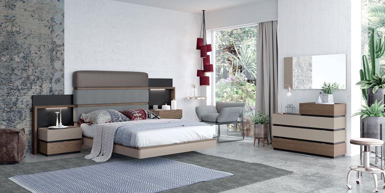 ESF Furniture - Leo Queen Bed in Grey-Brown - LEOBEDQS - GreatFurnitureDeal
