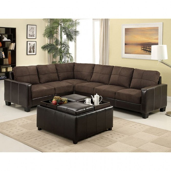 Furniture of America - Lavena Sectional in Chocolate - CM6453DK - GreatFurnitureDeal