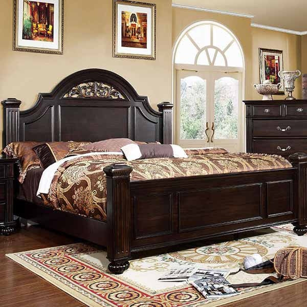 Furniture of America - Syracuse 6 Piece Eastern King Bedroom Set in Dark Walnut - CM7129-EK-6SET