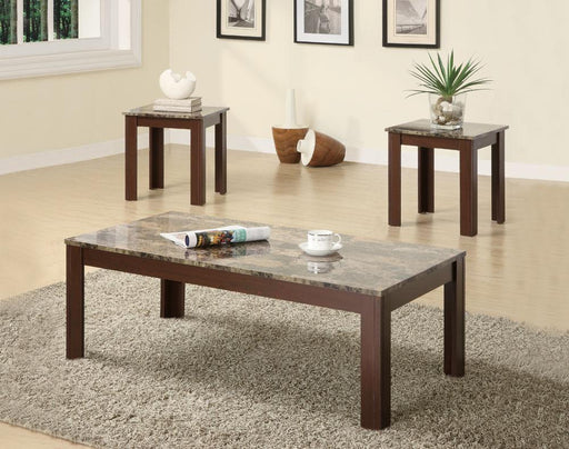Coaster Furniture - 3 Piece Occasional Table Set w/ Faux Marble Top - 700395