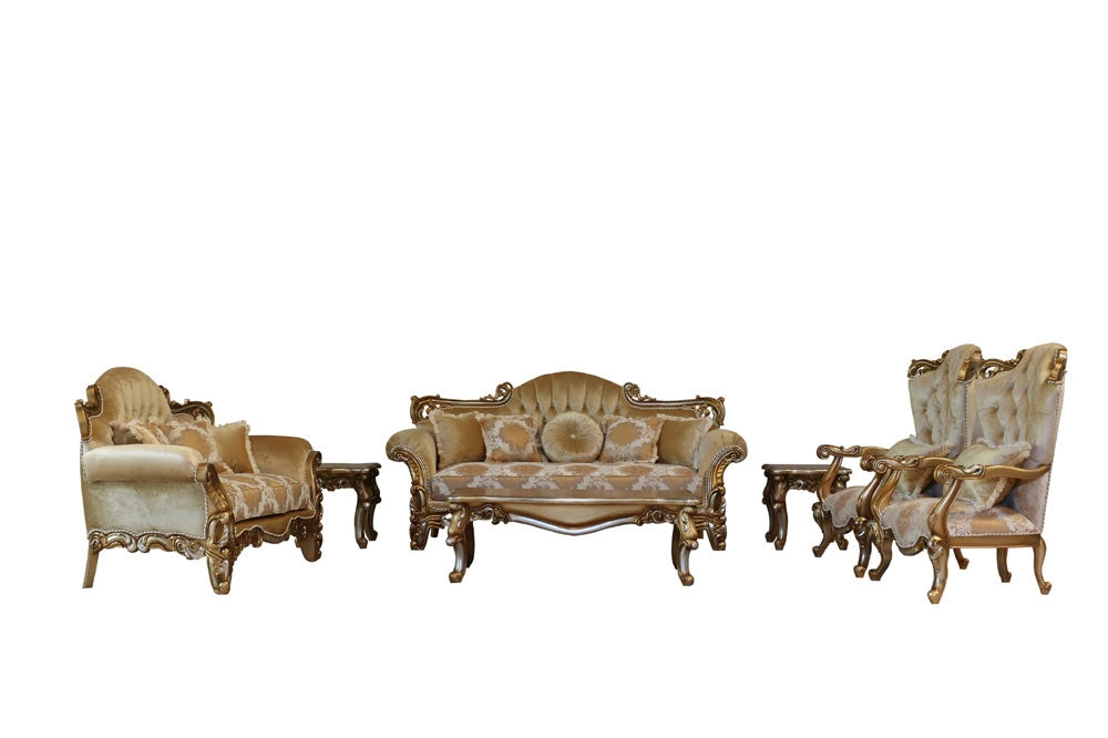 European Furniture - Alexsandra Luxury Chair in Golden Brown with Antique Silver - 43553-C - GreatFurnitureDeal