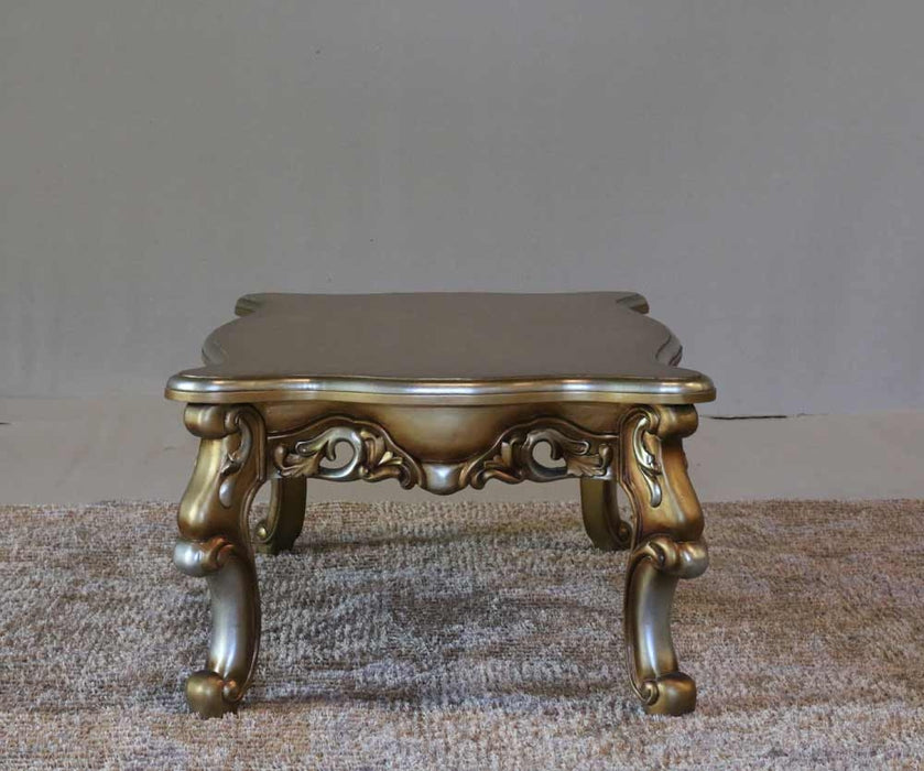 European Furniture - Alexsandra Luxury End Table in Golden Brown with Antique Silver - 43553-ET