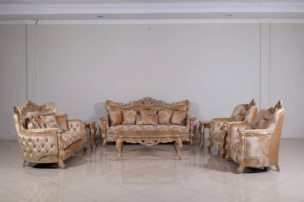 European Furniture - Imperial Palace 4 Piece Luxury Living Room Set in Dark Champagne - 32006-SL2C - GreatFurnitureDeal