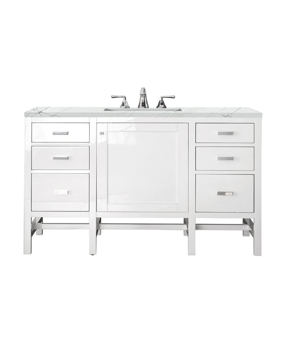 James Martin Furniture - Addison 48" Single Vanity Cabinet, Glossy White, w/ 3 CM Ethereal Noctis Top - E444-V48-GW-3ENC - GreatFurnitureDeal