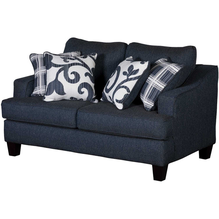Southern Home Furnishings - Truth or Dare Navy Loveseat in Blue - 2331-KP Truth or Dare Navy